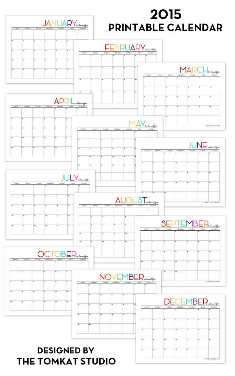 2015 Printable Calendar... | The TomKat Studio Blog