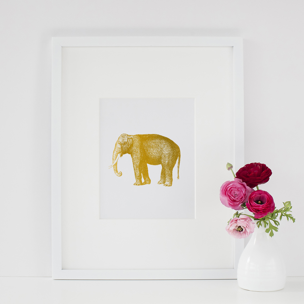 Elephant Gold Foil Art Print | The TomKat Studio Shop