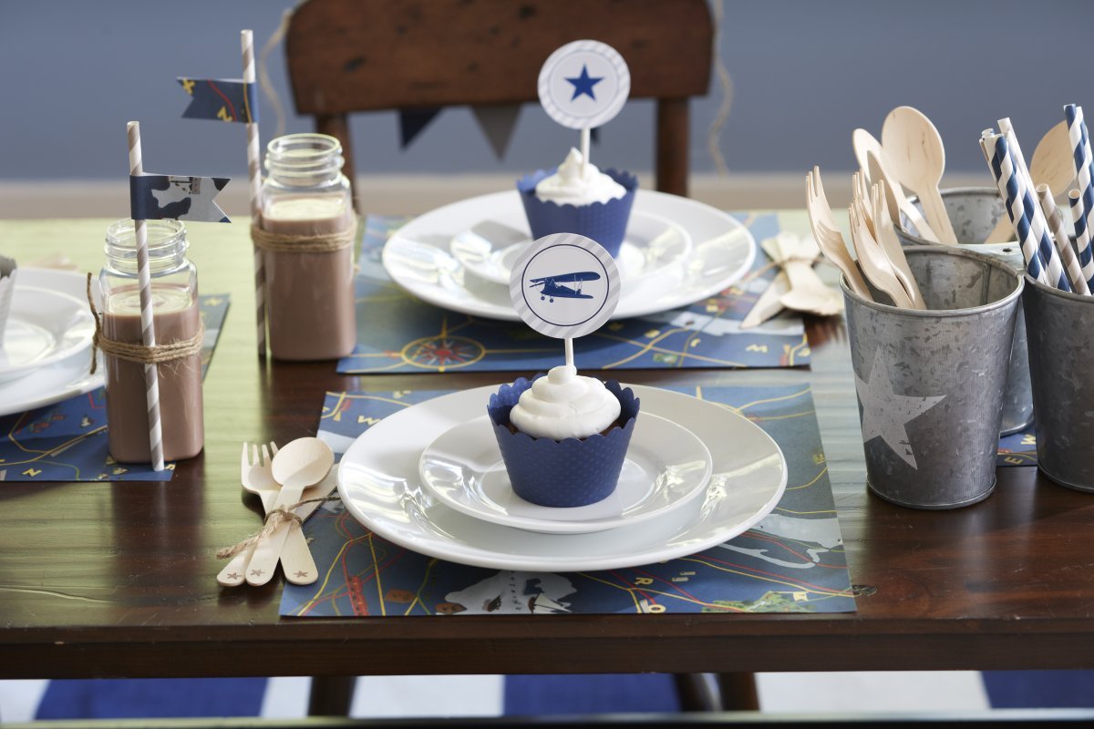 Vintage Airplane Party Table Setting - The Tomkat Studio for Pottery Barn Kids