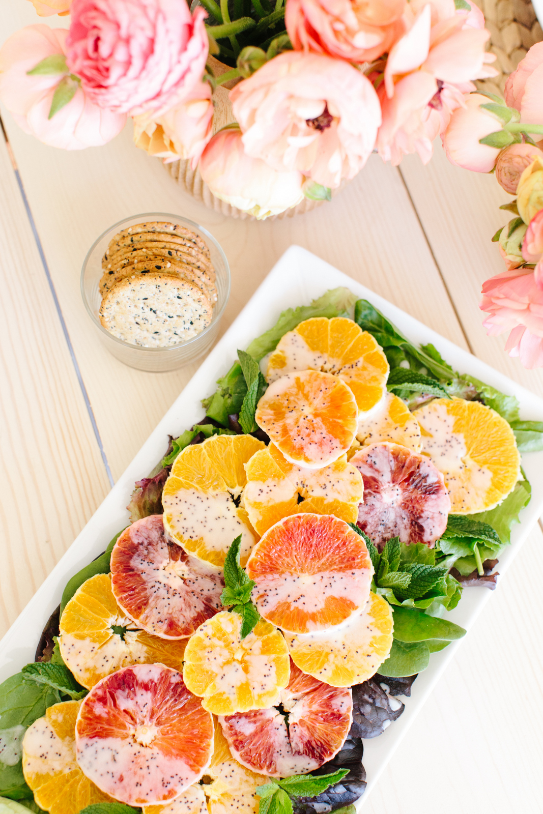 citrus salad served with crackers