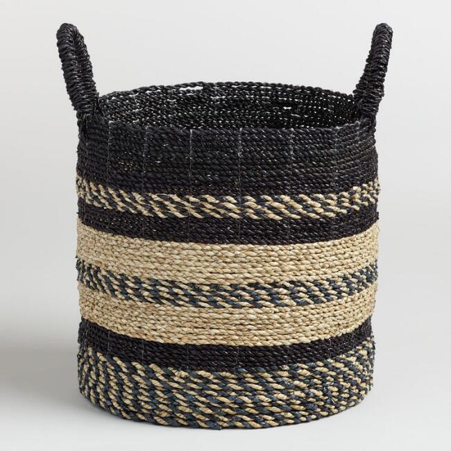 Woven Basket Black Stripe
