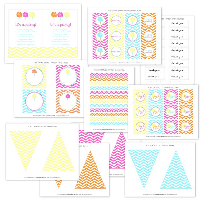 Cotton Candy Party Printables  |  The TomKat Studio