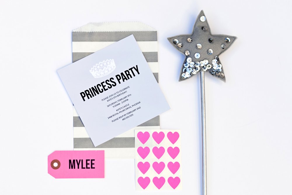 modern princess invitation