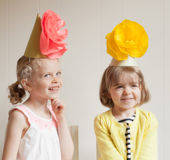Paper Flower Party Hat from Oh Happy Day via The TomKat Studio.
