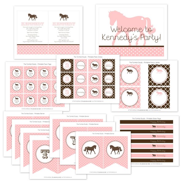 printable pony party pink tomkat studio