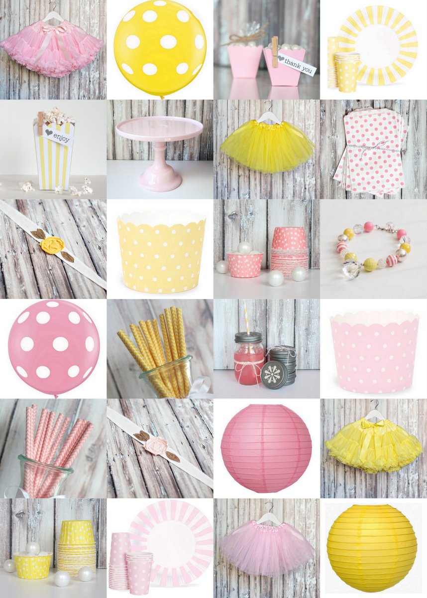 pink yellow party supplies