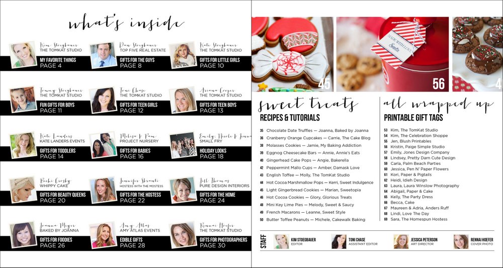 holiday gift guide table of contents