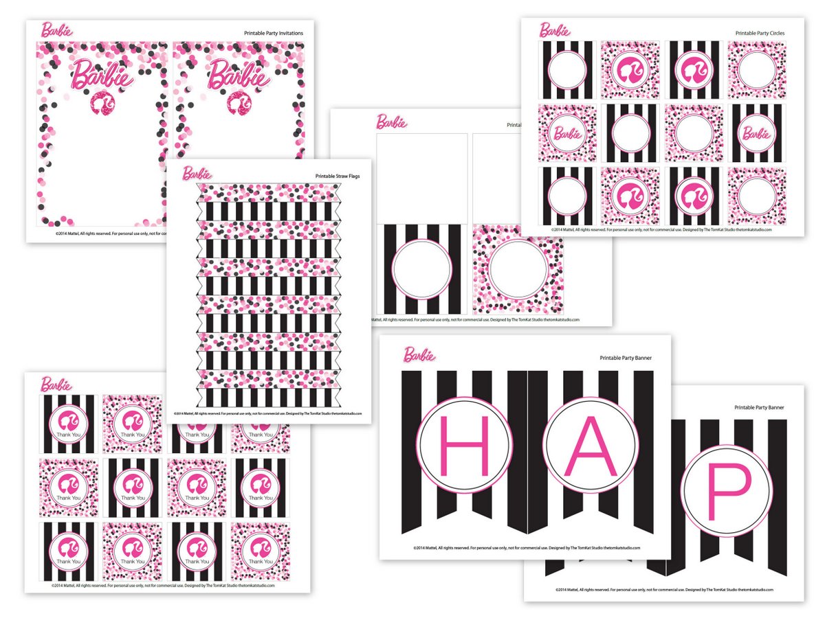 Free Printable Barbie Party Designs | The TomKat Studio