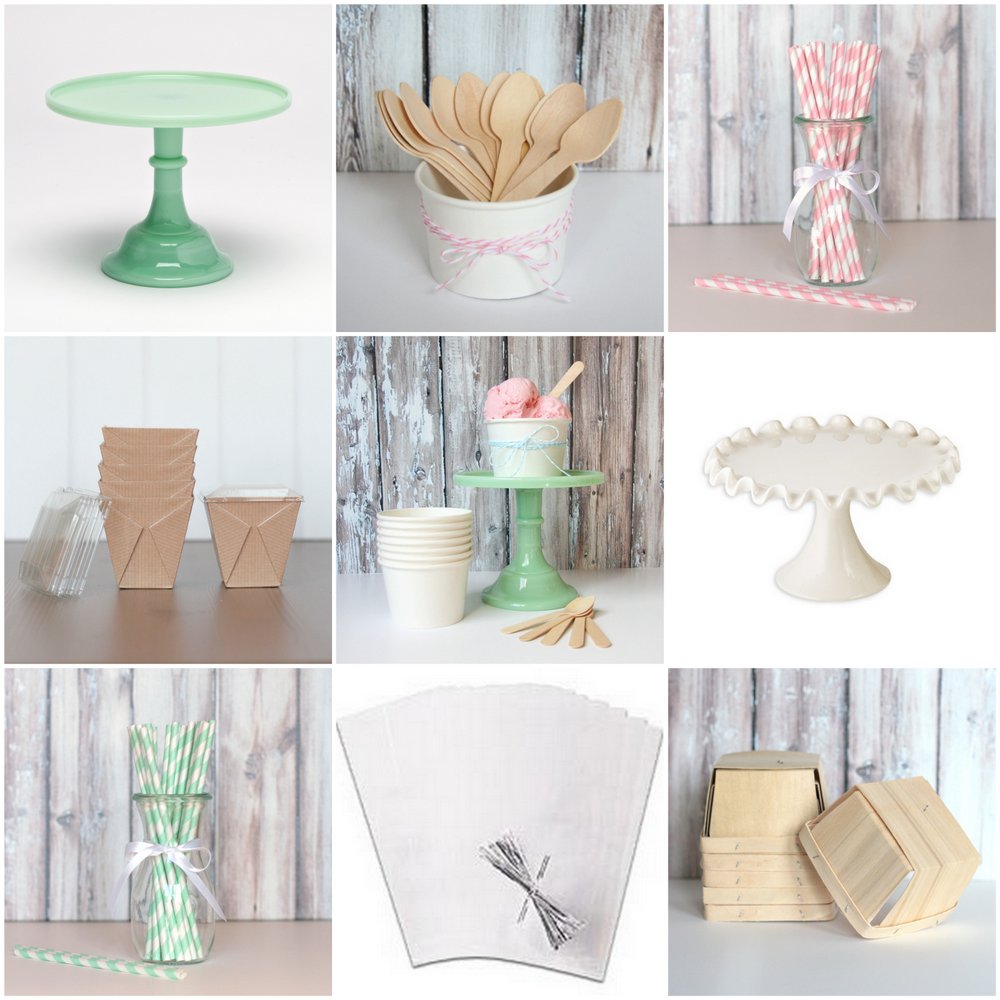 mint and pink party supplies