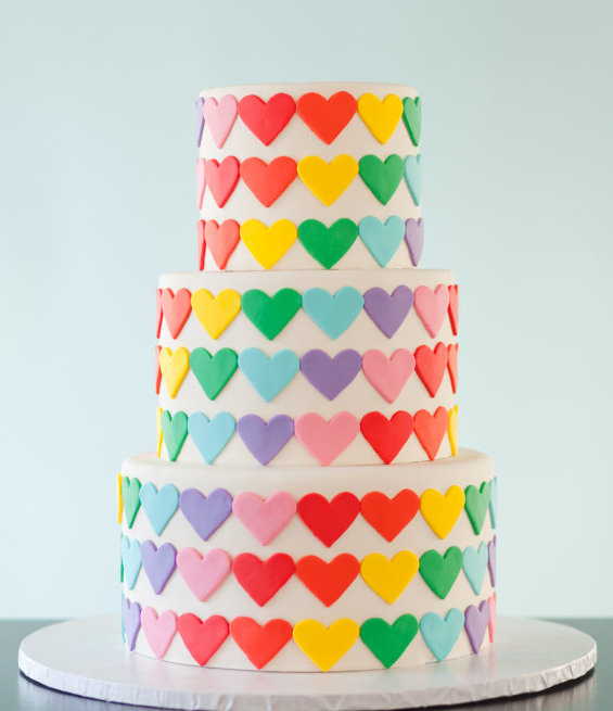rainbow heart cake