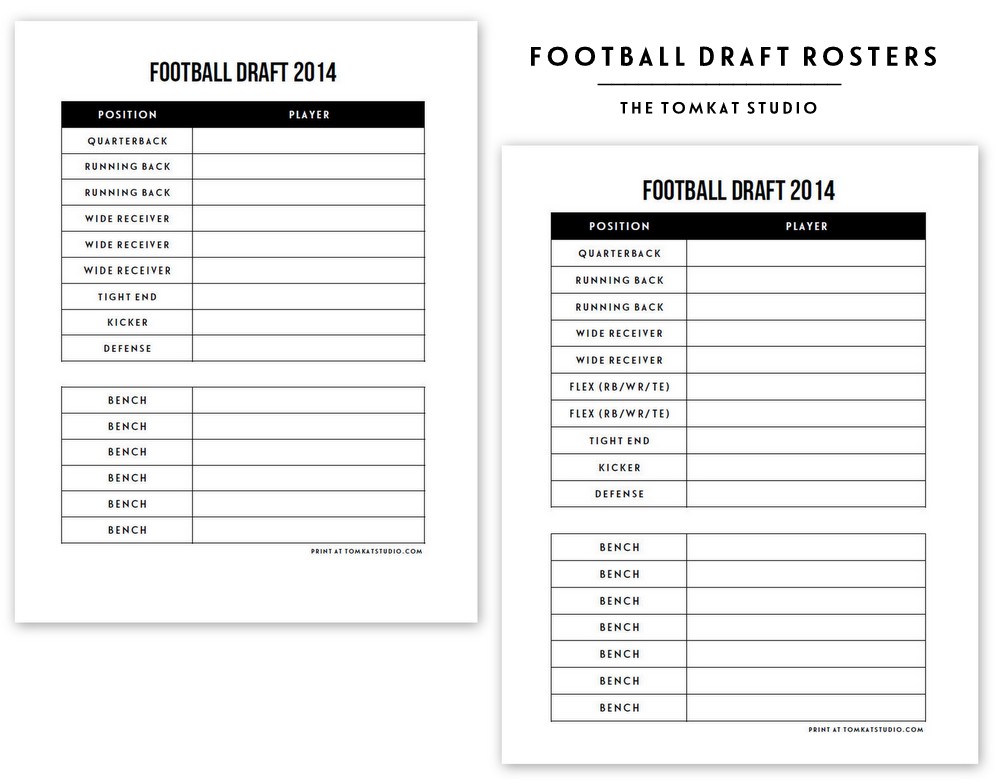 Free Printable Football Roster… | The TomKat Studio Blog