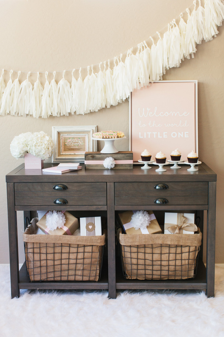 rustic baby shower pink