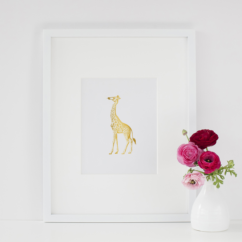 Giraffe Gold Foil Art Print | The TomKat Studio Shop