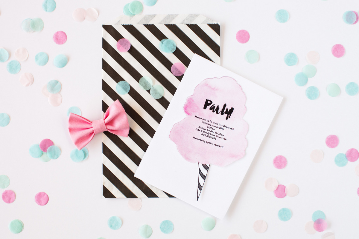 cotton candy party invitation