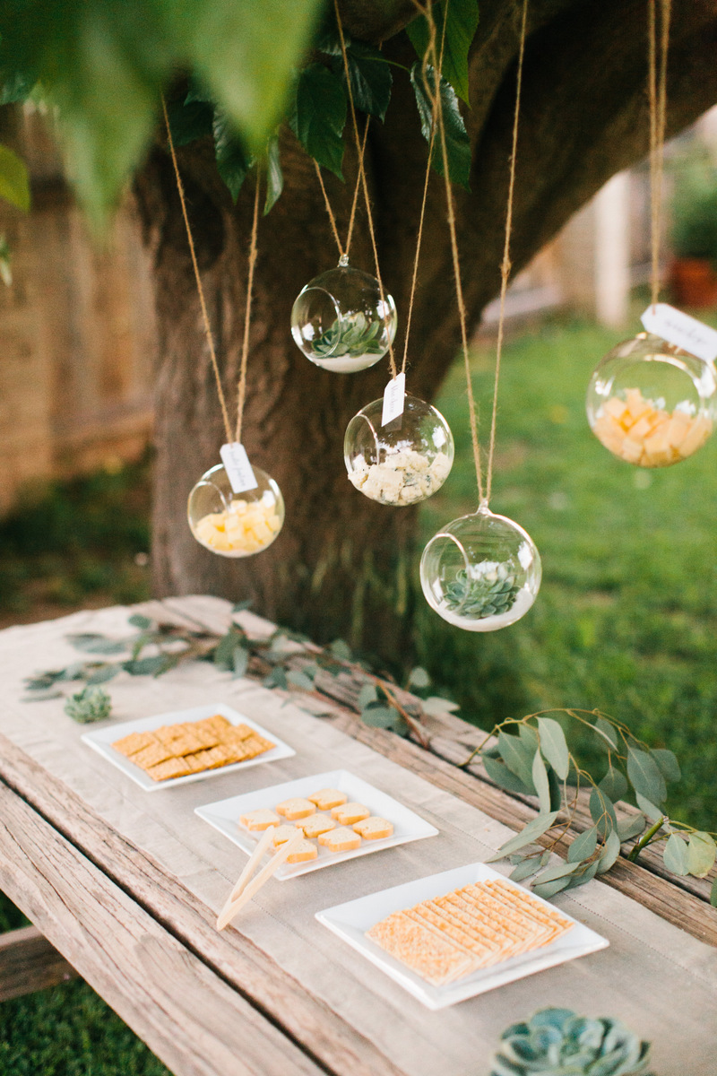 terrariums with cheese - wedding display