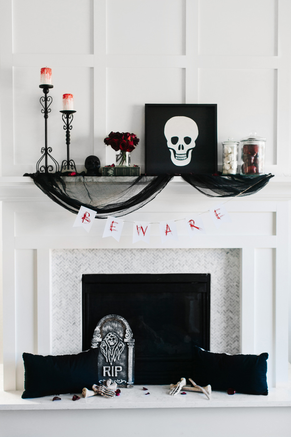 How to Style a Creepy Halloween Mantel | The TomKat Studio