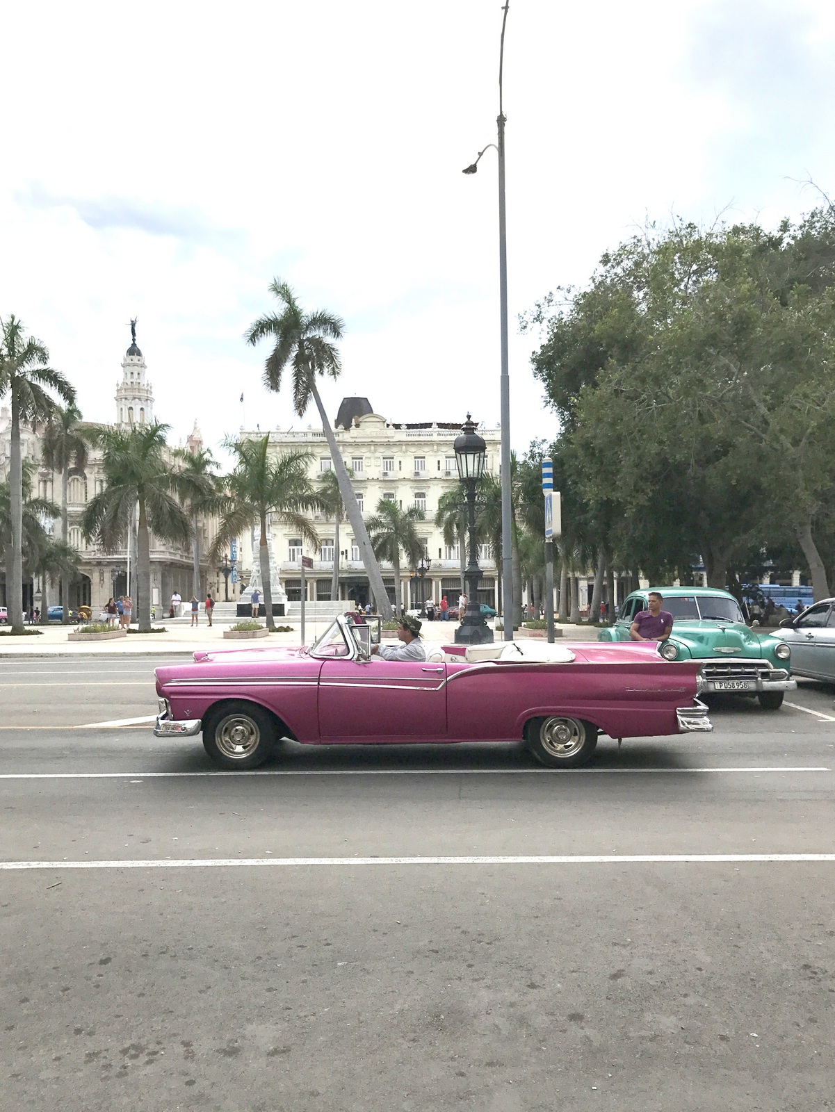 pink car in havana cuba