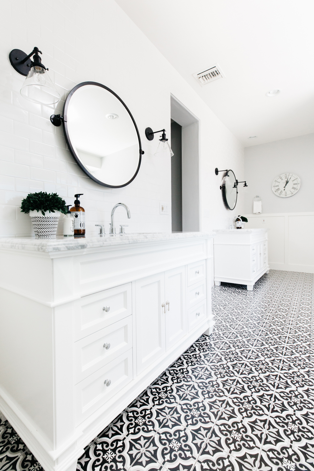 master bathroom remodel black and white