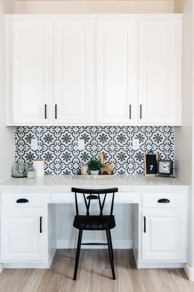 black and white patterned cement tile
