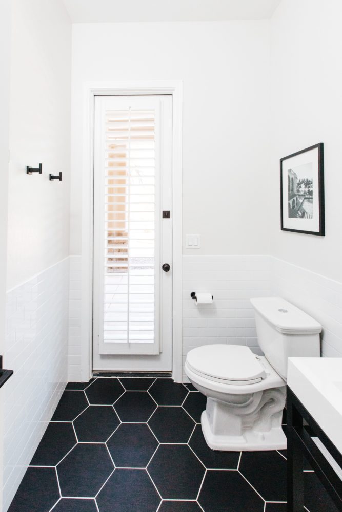 Modern Hexagon Tile Floor Decor, White Bathroom Floor Tiles With Black Grout