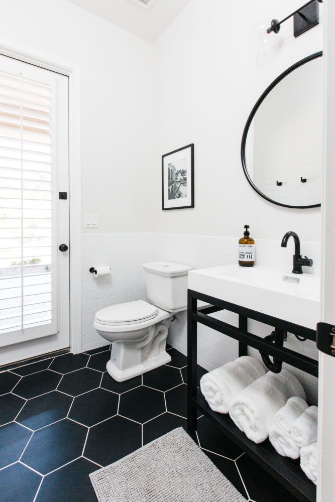 Modern Hexagon Tile Floor Decor, Black Hexagon Tile Bathroom Floor